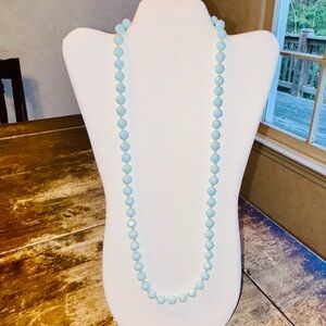 Single Strand Faceted Glass Baby Blue & Crystal Bead Vintage Elegant Necklace